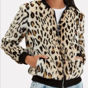 Urbancode Leopard Faux Fur Bomber Jacket Size 12 UK or Medium US
